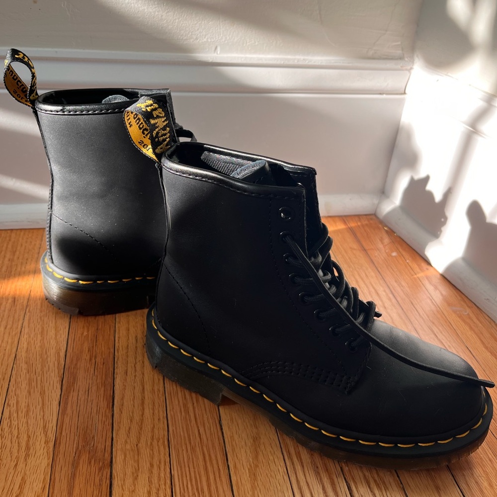 Dr. Martens Classic Black Boots with Yellow Accents